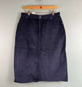 Vintage Lee Corduroy Skirt Womens Size 18 Navy Blue Made in USA NEW Old Stock - Picture 1 of 7