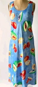 Vintage Jessica Howard Avocado Midi Dress Size 16 Fruit Print Rayon Bias Cut - Picture 1 of 6