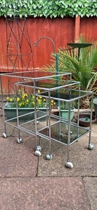 Chrome Nest Of Three Tables smoked glass Vintage Circa 1980s - Picture 1 of 12