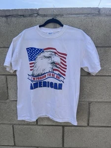 Vintage Proud To Be An American Eagle Shirt Size Large White - Picture 1 of 10
