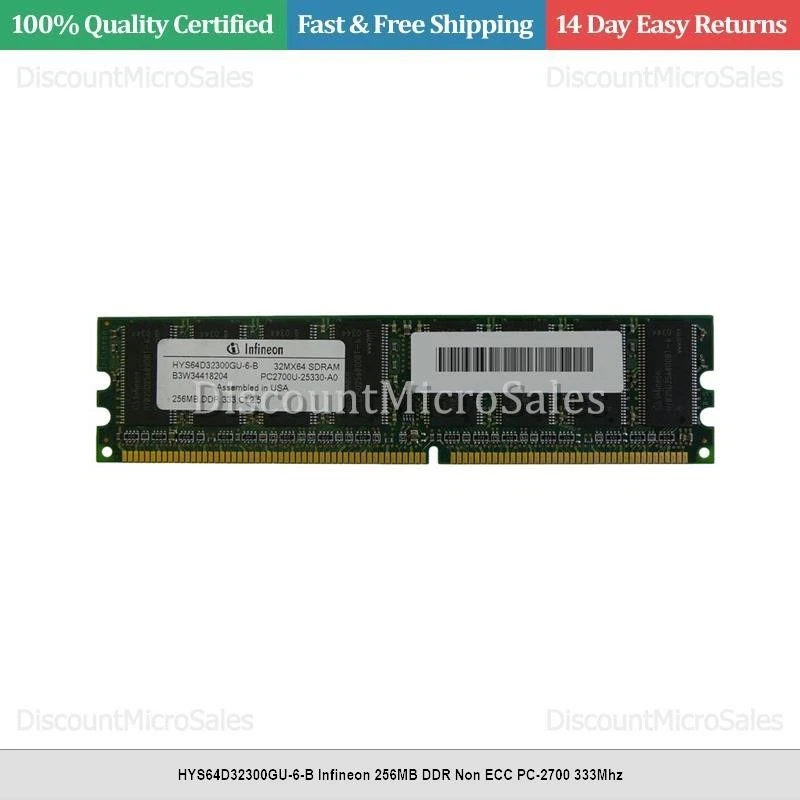 HYS64D32300GU-6-B Infineon 256MB DDR Non ECC PC-2700 333Mhz - Image 1 of 1