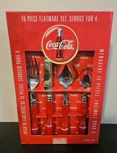 Coca-Cola Set Posate 16 Pezzi Bottiglia Coca Cola Modello Contorno di Gibson 1997 NUOVO - Foto 1 di 6