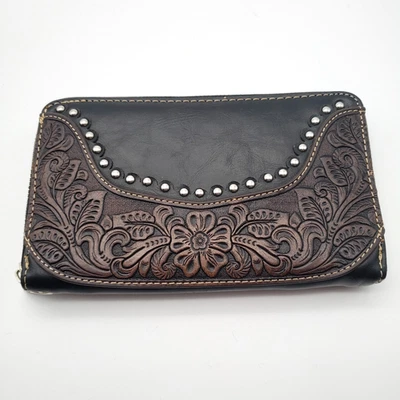 Cartera Montana West Colección de Herramientas Vaquera Occidental Cuero Tooled Foto 1 de 4