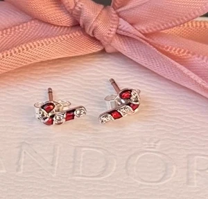 NEU Pandora Ohrstecker „rote Süßigkeitenstange“ silber #292996C01 - Bild 1 von 2