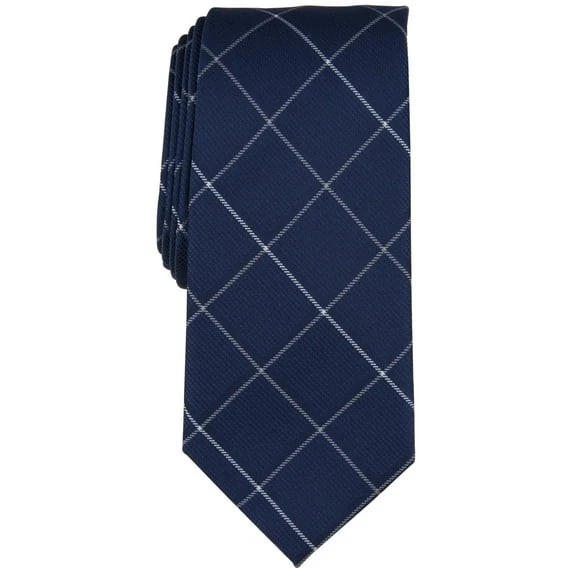 Alfani Men's Performance Tie Jaynelle Grid - Navy