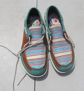 Zapatos mocasines de barco Justin Wester Navajo de cuero/tela JL100 para mujer talla 6M - Imagen 1 de 8