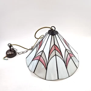 Vintage Tiffany-Stil Hängelampe | Bleiglas | Art Deco | Pendelleuchte Retro - Bild 1 von 7