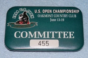 Vintage 1994 US OPEN Golf COMMITTEE Member Badge, Oakmont Country Club, PA - Picture 1 of 3
