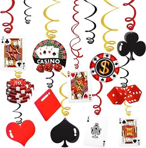 30PCS Casino Hanging Swirls Theme Party Decorations Black/Red/Yellow - Picture 1 of 7
