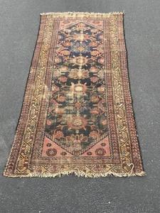 Tappeto runner lana invecchiata annodato a mano antico orientale asiatico turco decorazione boho - Foto 1 di 7