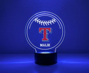 Lampada illuminazione notturna Texas Rangers tifoso sportivo squadra baseball LED personalizzata GRATIS - Foto 1 di 9