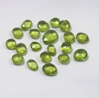 24 Carat 6x6-10.5x7.5 MM Natural Green Peridot Both Side Rose Cut 20 Piece Lot - Image 1 of 4