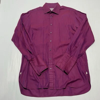 Thomas Pink Men’s Herringbone Twill Purple Iridescent Dress Shirt Size 16.5 - Image 1 of 4