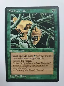 MTG Magic The Gathering Card Wild Growth Enchant Land Green Ice Age 1995 - Picture 1 of 2