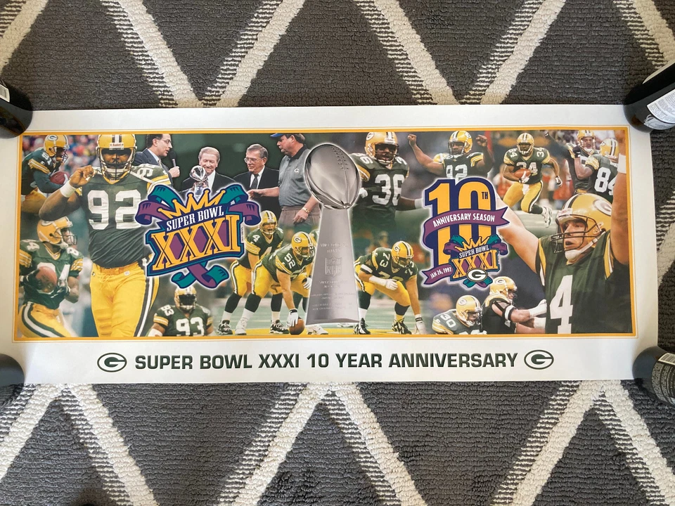 Cartel del décimo aniversario del Super Bowl XXXI de los Green Bay Packers Foto 1 de 1