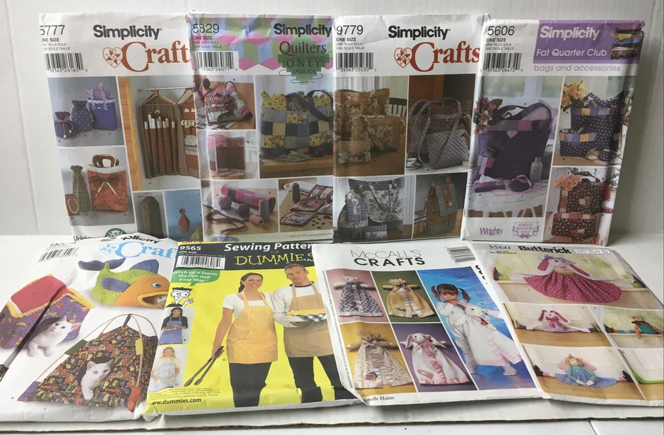Lot Of 6 Sewing Patterns - Bags-Pet House-Apron-Blanket Buddy-Draft Stopper - Image 1 of 4