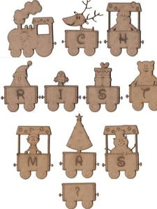 Weihnachtszug Form Personalisiert Holz Weihnachtsdeko Mehrere Größen Basteln - Bild 1 von 1