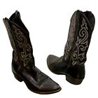 Justin USA Men's Size 9.5 D Black Leather Almond Toe Western Cowboy Boots
