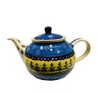 Wiza Polish Pottery Boleslawiec Poland Teapot W/ Lid Hand Made, Blue, Trees