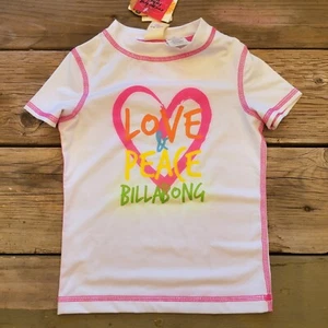 Billie Girls Billabong Size 4 UPF50 Rash Guard White Surf Top Shirt - Picture 1 of 1