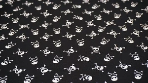 Cotton jersey skulls maritime black 150cm sewing jersey children's fabric skulls - Picture 1 of 2