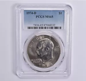 MS65 1974-D Eisenhower Dollar Ike PCGS Blue Label - Picture 1 of 5