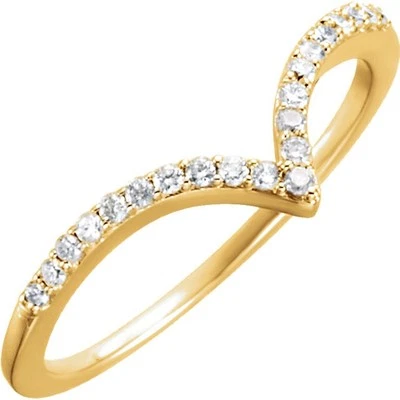 14K Yellow Gold V-Shaped Diamond Ring 1/6 ct. Natural Diamonds 651806 - Image 1 of 4