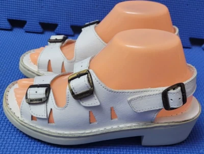 Eric Michael Chunky Platform Sandals White Leather Buckle Size EU 38 / US 7.5-8 - Image 1 of 4