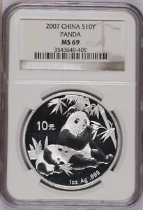 2007 Silver Panda 1 oz. 10 Yuan NGC MS69. Free shipping.