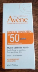 Protector solar mineral Avene SPF50 luz azul líquido de defensa múltiple 1,3 fl oz - Imagen 1 de 1