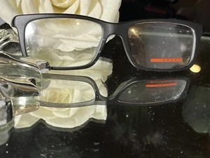 PRADA VPS 02C Matte Black Eyeglasses Frame Only 55-17-140 ( No Temple Arms) - Picture 1 of 2
