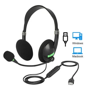 USB Wired Headset Computer Headphone with Microphone Noise Cancelling For Laptop - Picture 1 of 7