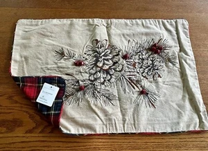 Pottery Barn Christmas TARAK Embellished Pinecone Lumbar Pillow Cover w/ Bells - Picture 1 of 9