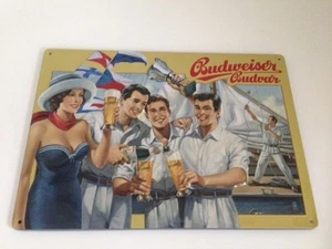Budweiser Bier Blechschild - Segelschiffszene Schiff Segeln Budvar 7 - Bild 1 von 2
