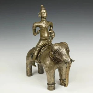 ANTIQUE BRASS PILGRIMAGE SHIVA ELEPHANT INDIA HINDUISM BUDDHISM 17TH CENTURY - Picture 1 of 9