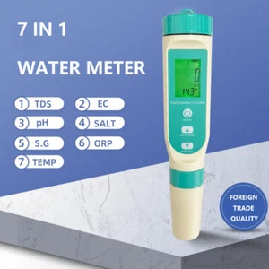 7 IN 1 Water Tester Meter Water Quality Tester TDS/EC/PH/SALT/S.G/ORP/TEMP - Bild 1 von 5