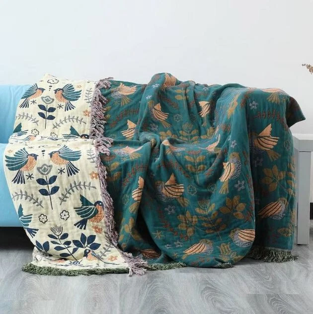 Large Boho Sofa Throw Blanket with Tassels,100% Cotton Woven Blanket,Bedspread - Image 1 of 4