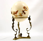 Ostrich Egg on Brass Stand Handcrafted Design on Egg