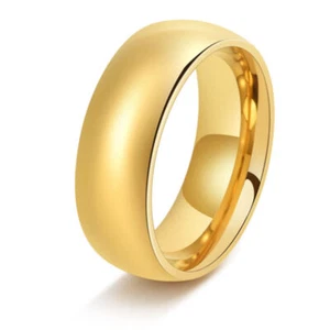Gold Plated Ring Wedding Band Tungsten Carbide Men's Jewelry - Picture 1 of 4