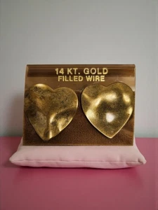Vintage Heart Shaped Post Earrings 14 KT. Gold Filled Wire  - Picture 1 of 8