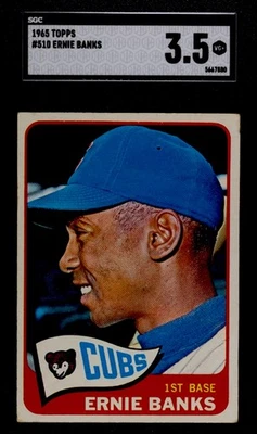🟦⚾️ERNIE BANKS ⚾️🟥1965 TOPPS #510 VINTAGE SGC 3,5 CUBOS CENTRADOS EN LA CORTE Foto 1 de 3