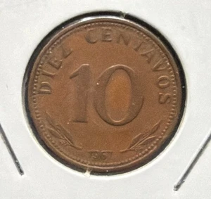 1967 Bolivia 10 Centavos Copper Clad Steel Coin-19MM-KM#188 - Picture 1 of 4