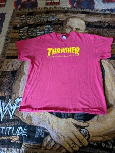 Vintage - Thrasher Skateboarding - Hot Pink Short Sleeve T Shirt - Men’s XL - Picture 1 of 11