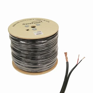 1000ft RG59 Siamese 20AWG 18/2 CCTV Bulk Wire Security Camera Video Cable Black - Picture 1 of 2
