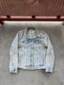 Old Navy Vintage Denim Jean Jacket Size Large Faded Distressed Light Wash - Picture 1 of 6