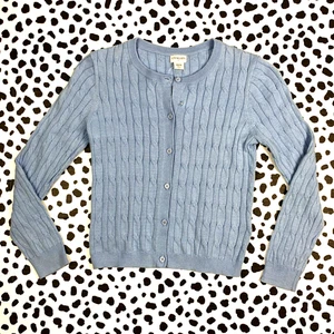 J.CREW CREWCUTS NEW Girls' Blue Cable-knit Casey Cardigan MEDIUM 8-9 BW224 - Picture 1 of 5