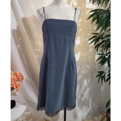 Vestido De Colección Rampage Años 90 Y2K Imitación Gamuza Flecos Malla Recortado Junior Talla 11 Azul Boho Foto 1 de 4