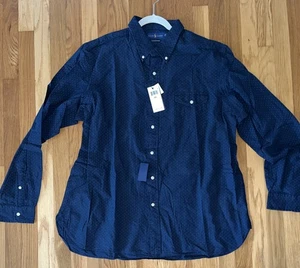RALPH LAUREN Mens Classic Fit Indigo Dot Print Shirt Blue Size XXL NEW - Picture 1 of 11