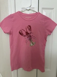 J Crew Crewcuts Girl’s Pink Lobster Sequin T- Shirt Size L(10-11) - Picture 1 of 5