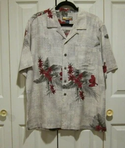 Havana Jacks Cafe Mens Casual Hawaiian Camp Red Flowers 100% Silk Size Large (L) - Picture 1 of 4